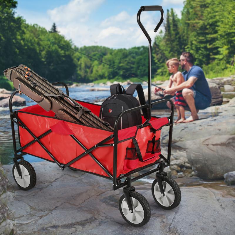 4 Wielen Opvouwbare Tuin Trolley Winkelwagen Tool Handkar Rode Vouwen Vervoer Metalen Stalen Trolley Tuin Outdoor Kar Hand Truck Hwc