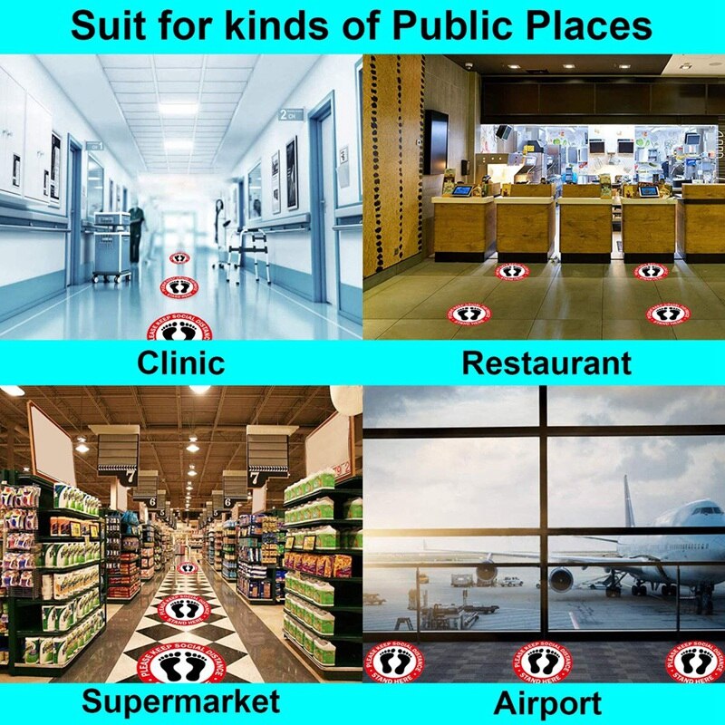 15 Pcs Social Distancing Stickers,Floor Stickers,Keep 2 Metre Distance Social Distancing Sign,11.8Inch