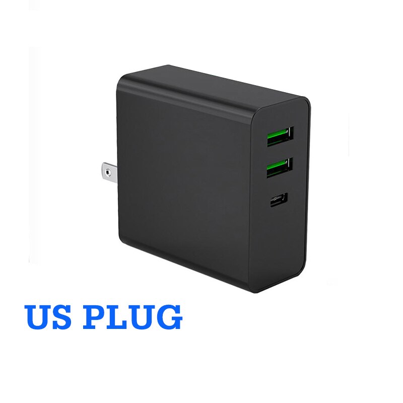 USB Quick Charge 65W USB Charger Fast Wall Charger for Samsung For Huawei For iPhone usb c cable pd charge quick charge: Black  US