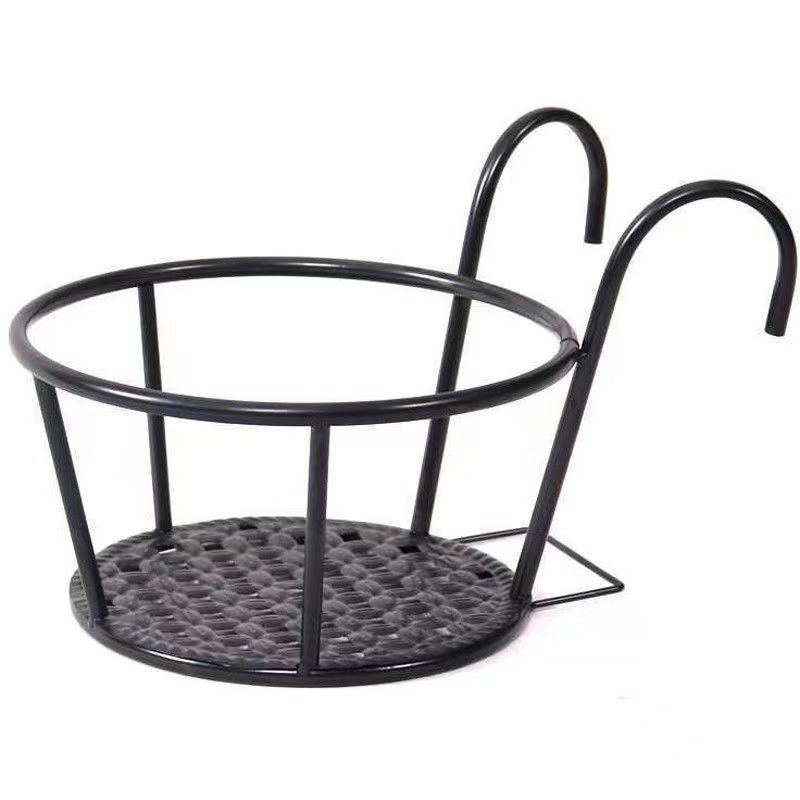 Cestas colgantes de arte del hierro, maceta, balcón, planta colgante, estantes redondos, barandilla, valla, ventana al aire libre, soporte para bonsái, decoración, 1 ud.