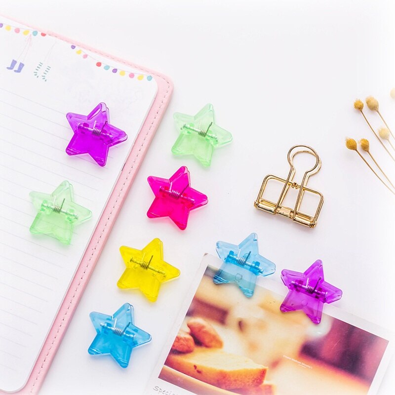 10 stk søte stjerneklemmer plastfil kvitteringsholder kawaii stasjonær papeleria papir dokumentperm klips brev foto grep klemme