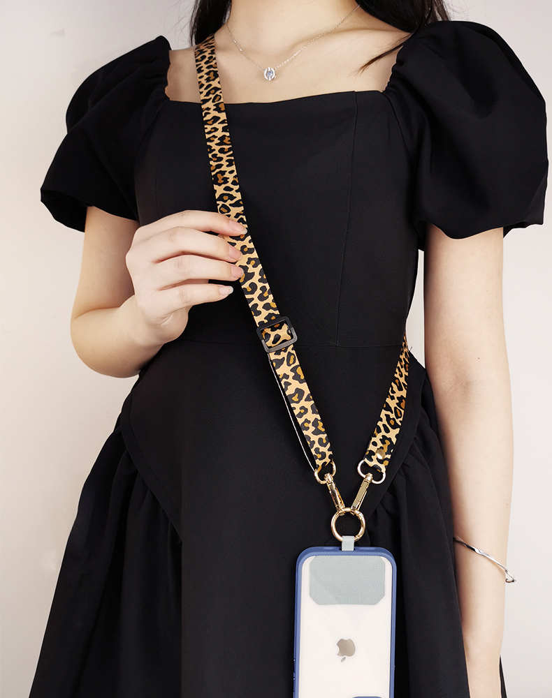 Leopard Print Crossbody Smycz do telefonu komórkowego Pasek na szyję Smycze do telefonu komórkowego Łańcuszek z uniwersalną uszczelką do wszystkich etui na telefon