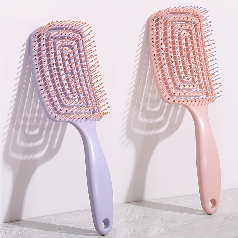 Brosse à cheveux démêlante ergonomique ajourée, creuse ergonomique avec poignée, douce sur les cheveux humides/secs pour tous les Types, 1 pièce