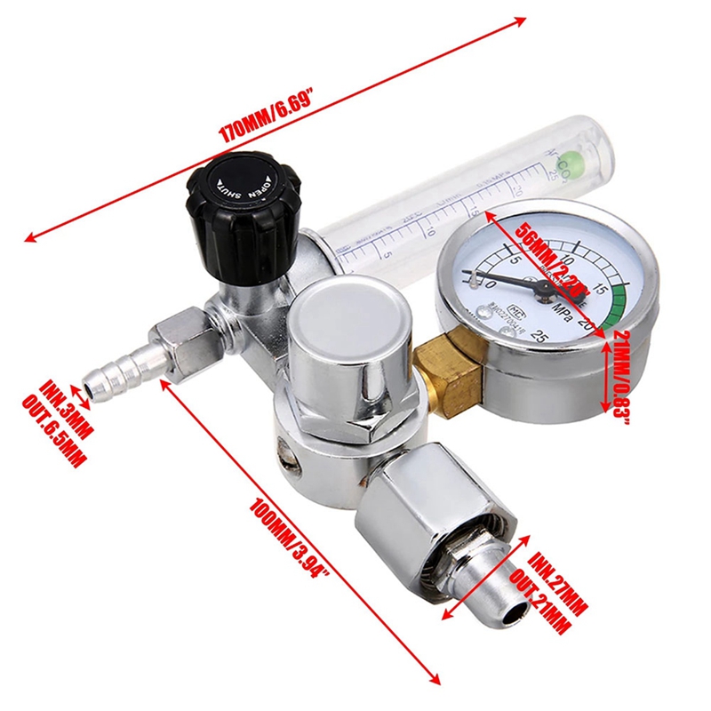 0-25Mpa Argon Regulator CO2 Mig Tig Flow Meter Gas Regulator Flowmeter Welding Weld Gauge Argon Regulator Pressure