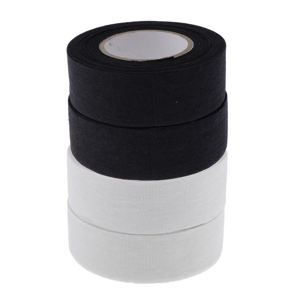 4 Rolls Premium Ice Hockey Stick Tape Cloth Grip Wrap White Black