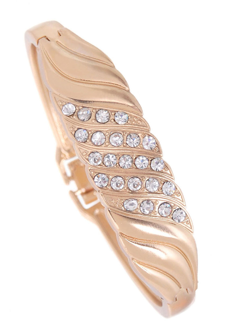 Trendy dame / pigesrose guldfarve klare østrigske krystal twist armbånd & armbånd smykker: Gp1608