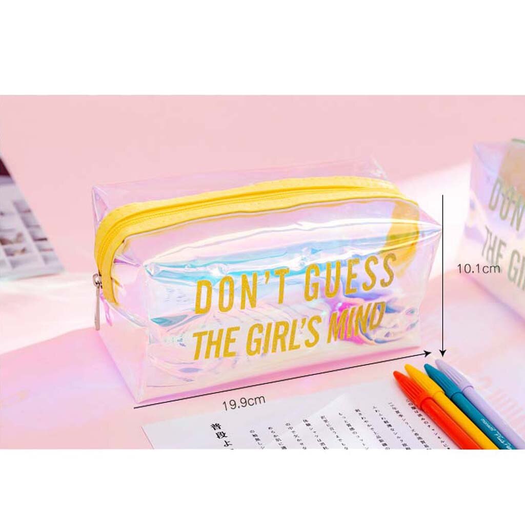Transparent Large Capacity Pencil Case Big pencil bag kawaii Makeup Bag Stationery Storage Clear Pencil Pouch Makeup Storage Bag