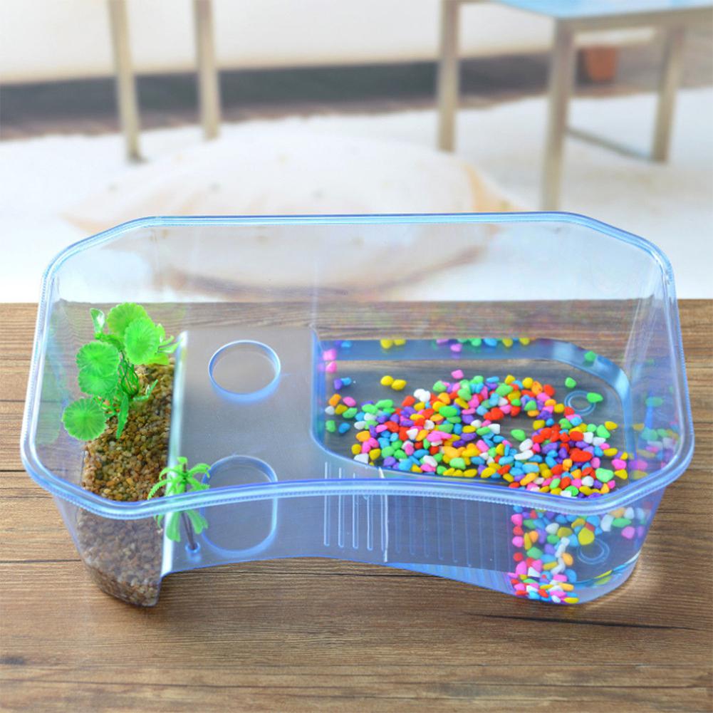 Krybdyr skildpadde skildpadde vivarium kasse akvarietank opdræt mad skildpadde fodring kasse med basking platform hjem akvarium