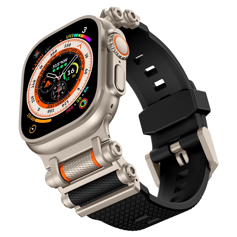 Urrem til apple watch ultra 2 remme 49 46 45 44 42mm holdbart metalstikrem til iwatch  s10 9 8 7 tpu sportarmbånd: Xxl / Khaki