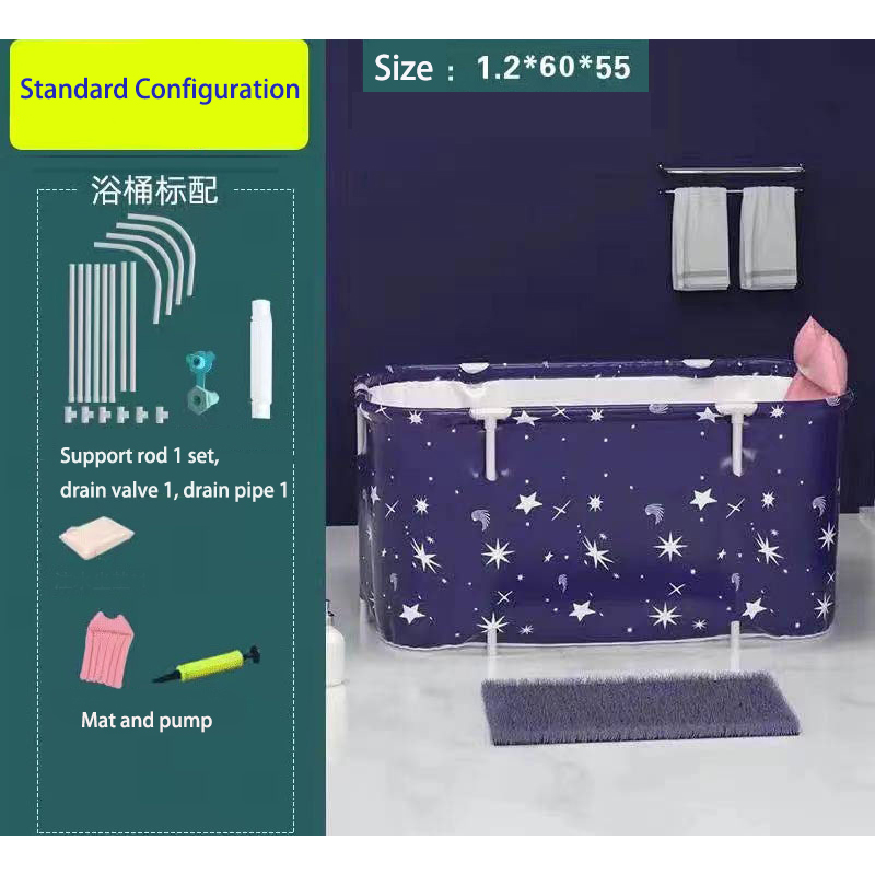 Bañera plegable portátil para adultos y niños, piscina, bañera de plástico grande, cubo para baño de hielo, bañera aislante: Azul oscuro