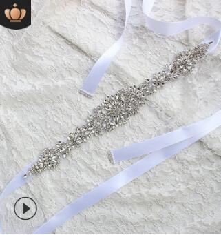 Crystal Bruiloft Accessoires Satijnen Trouwjurk Riem Bruids Lint Tailleband Sjerp Riem Voor Avond Prom Jurken: pure white