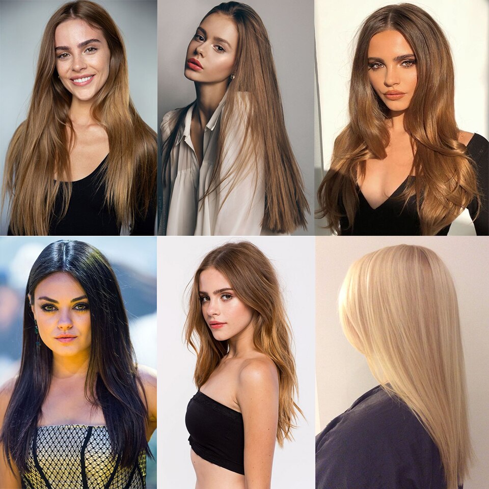 MANWEI Clips In Hair Extentions Women Synthetic Hair Extensions 6 Pcs/Set 16 Clips 22 Inch Synthetic Hair Piece