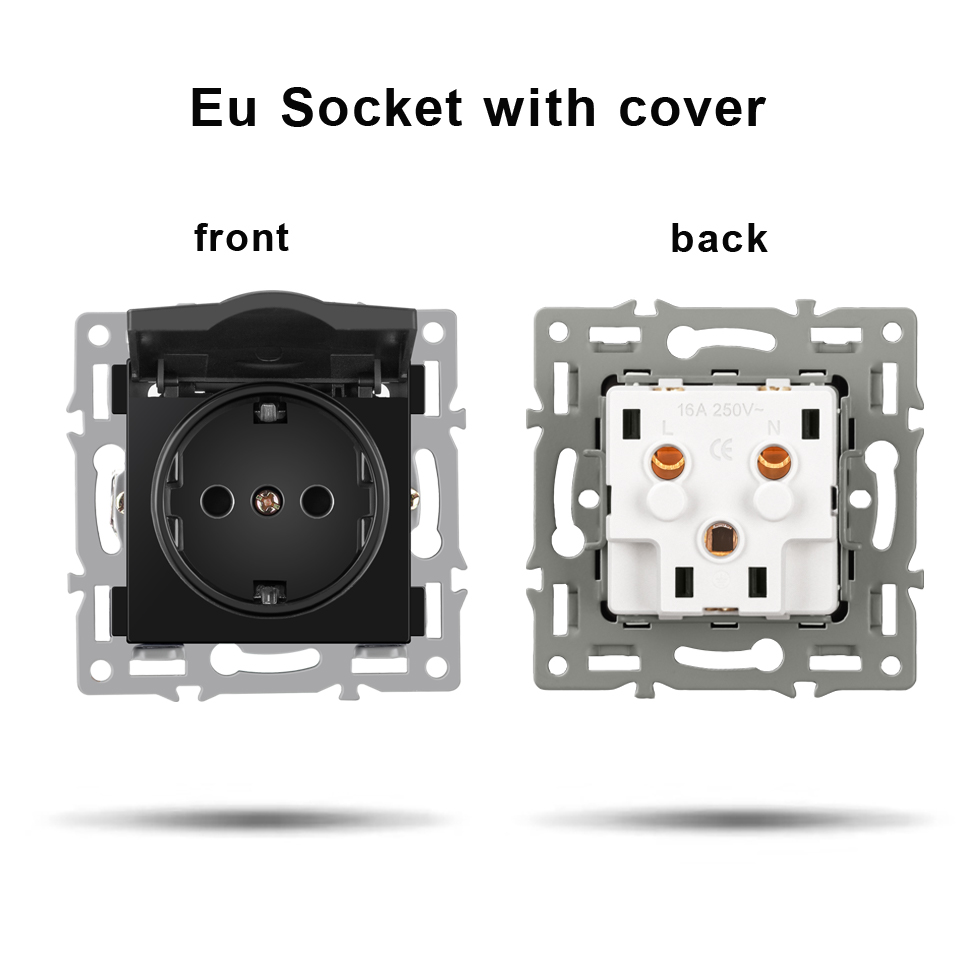 NYWP wall-mounted module diy European standard black tempered crystal glass panel socket LED light switch button function combi: green