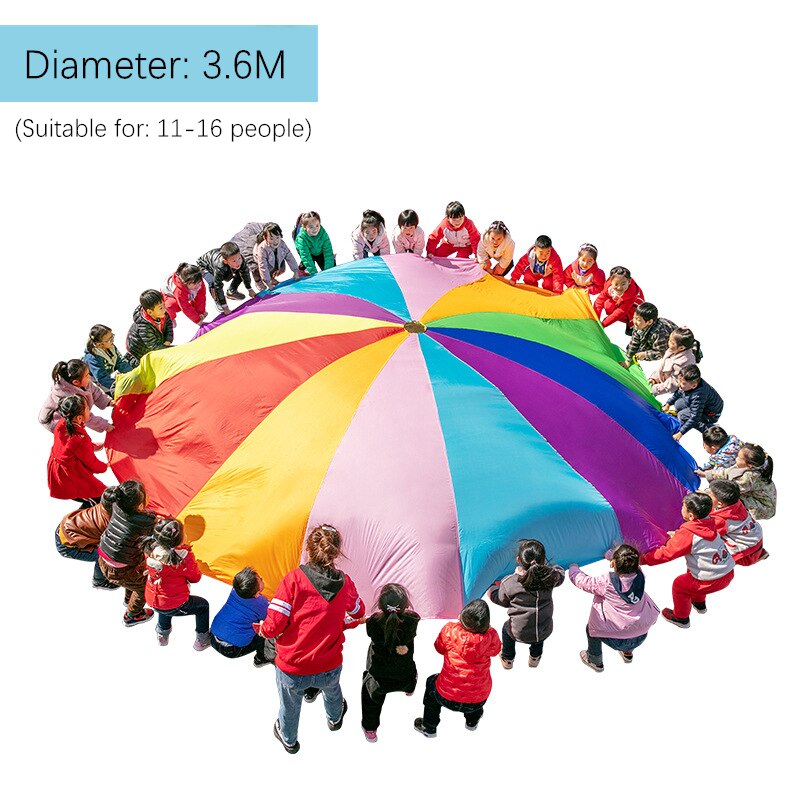 Kids Play Parachute Toy Rainbow Umbrella for Children Outdoor Indoor Play Teamwork Game Sports Exercise Toys Kids Christmas: 3.6m