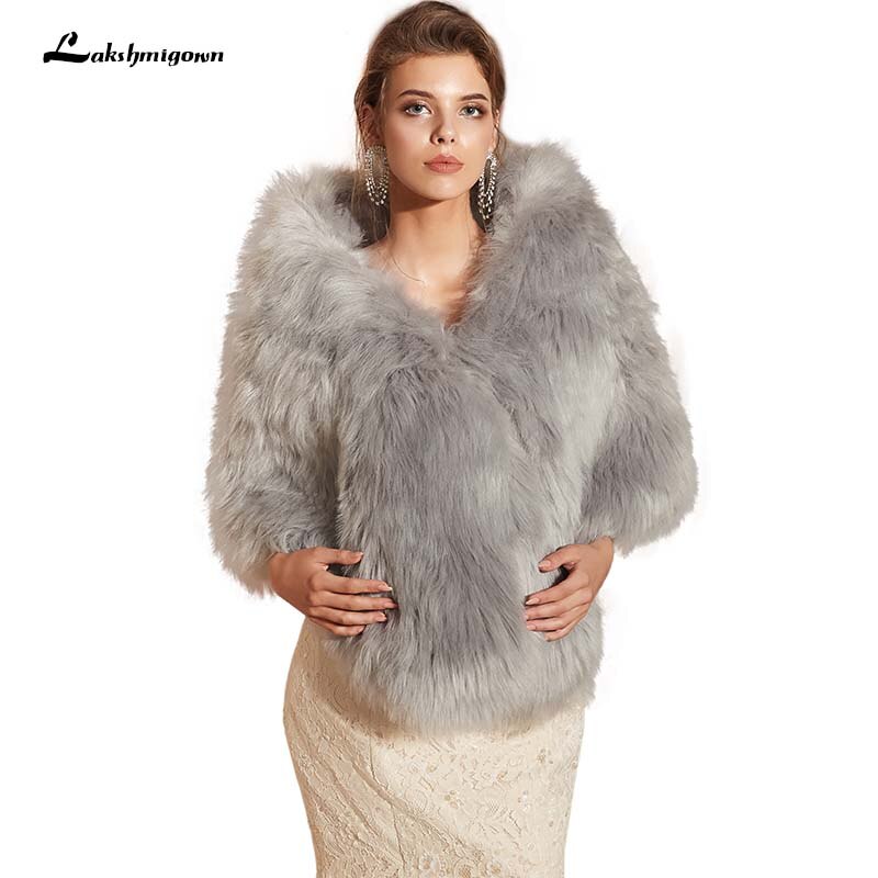 Elegante Avond Bolero Vrouwen Faux Fur Trouwjurk Cape Wrap Shawl Chic Bridal Party Jas Bont Stola Jassen: 8013