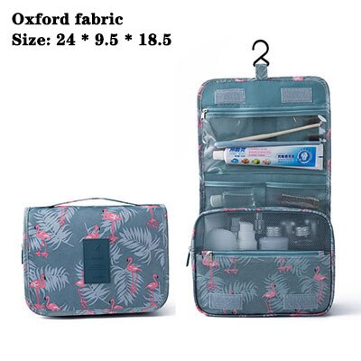 Rejse vandtæt makeup taske hængende kvinde toilettaske folde kosmetik taske arrangør vasketaske bærbart toiletsæt pose: Oxford flamingo