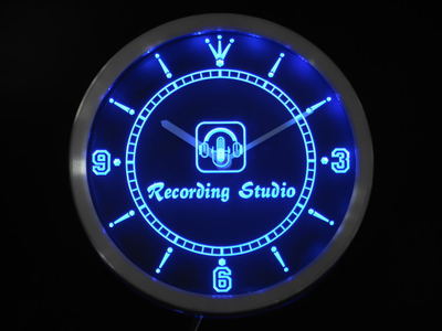 Nc0370 Aufnahme Studio Mikrofon Bar Neon- Licht Zeichen LED Wanduhr
