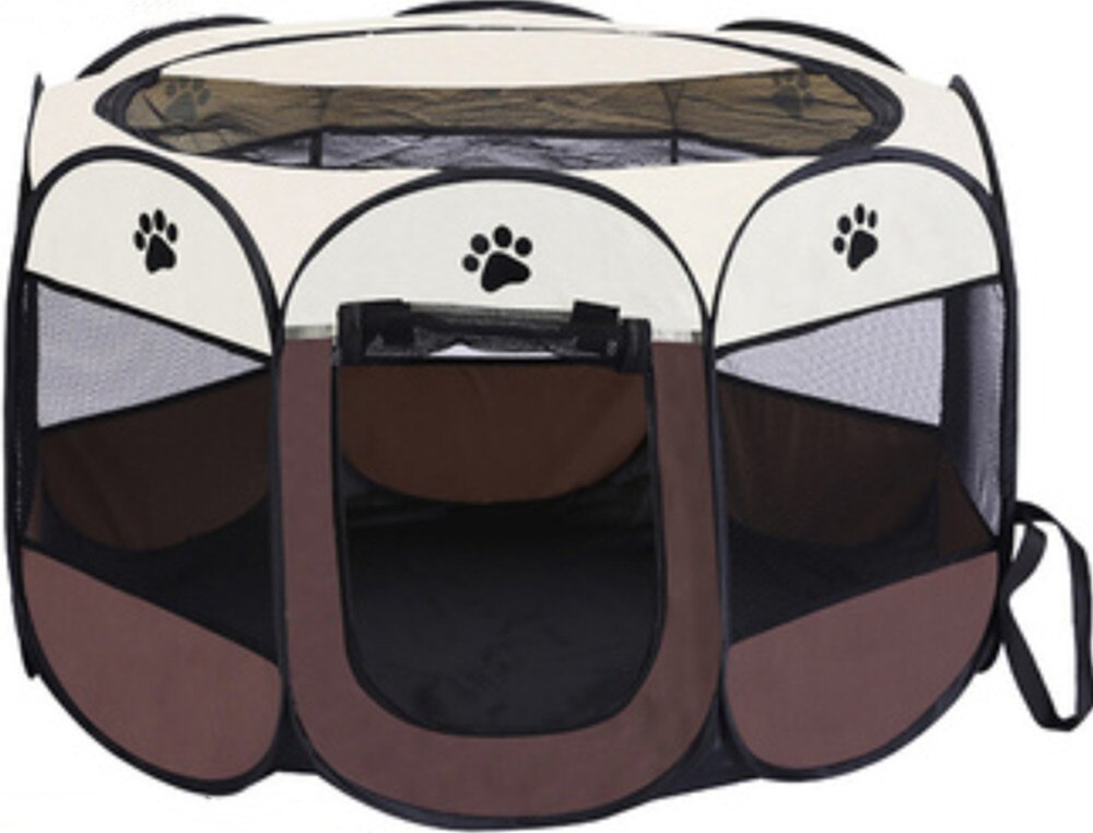 Perreras portátiles para perros y gatos, tienda de campaña plegable para interiores, jaula octagonal, nido para nacimiento, conejo y gatito: brown / M 91X91X58cm