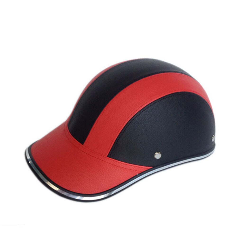 Helm ABS + PU Fietsen Baseball Cap Outdoor Motorfiets Half Open Gezicht Veiligheid: black and red