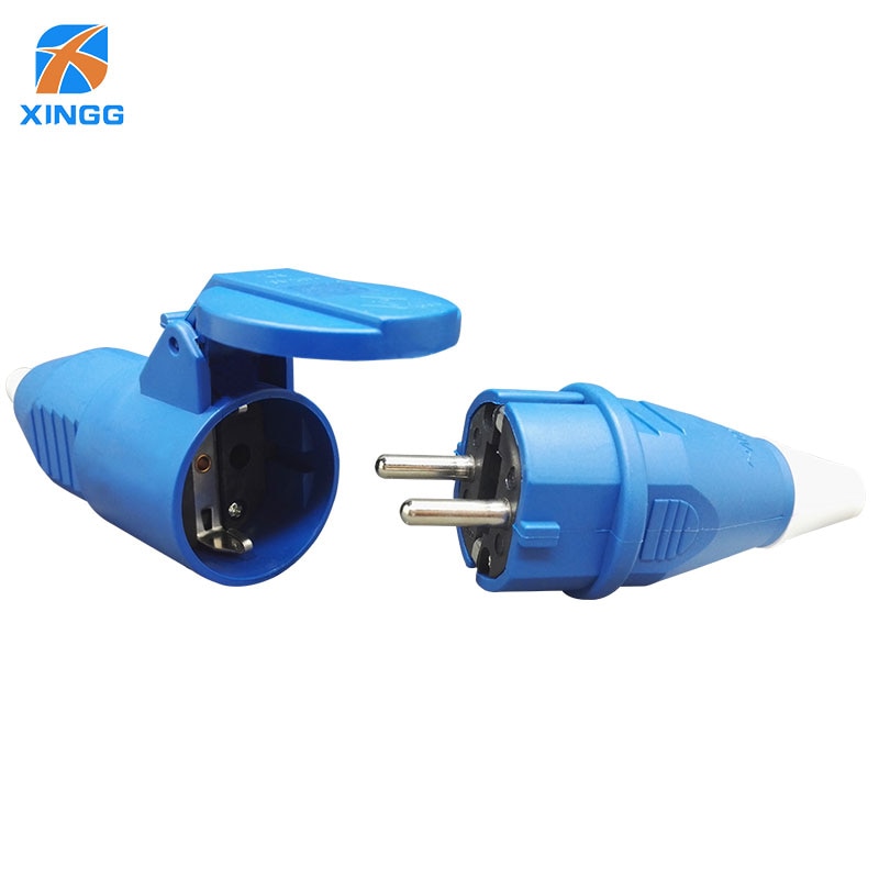 16A 2 Pin Waterproof Outlet Socket Male Female Electrical Connector Power Connecting Industrial Plug Socket: One set