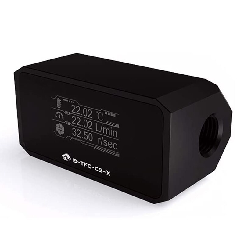 Bykski OLED Digital Display Water Temperature Meter / Water Flow Meter Water Cooler System Double G1/4 Inch Flow Sensor Fitting