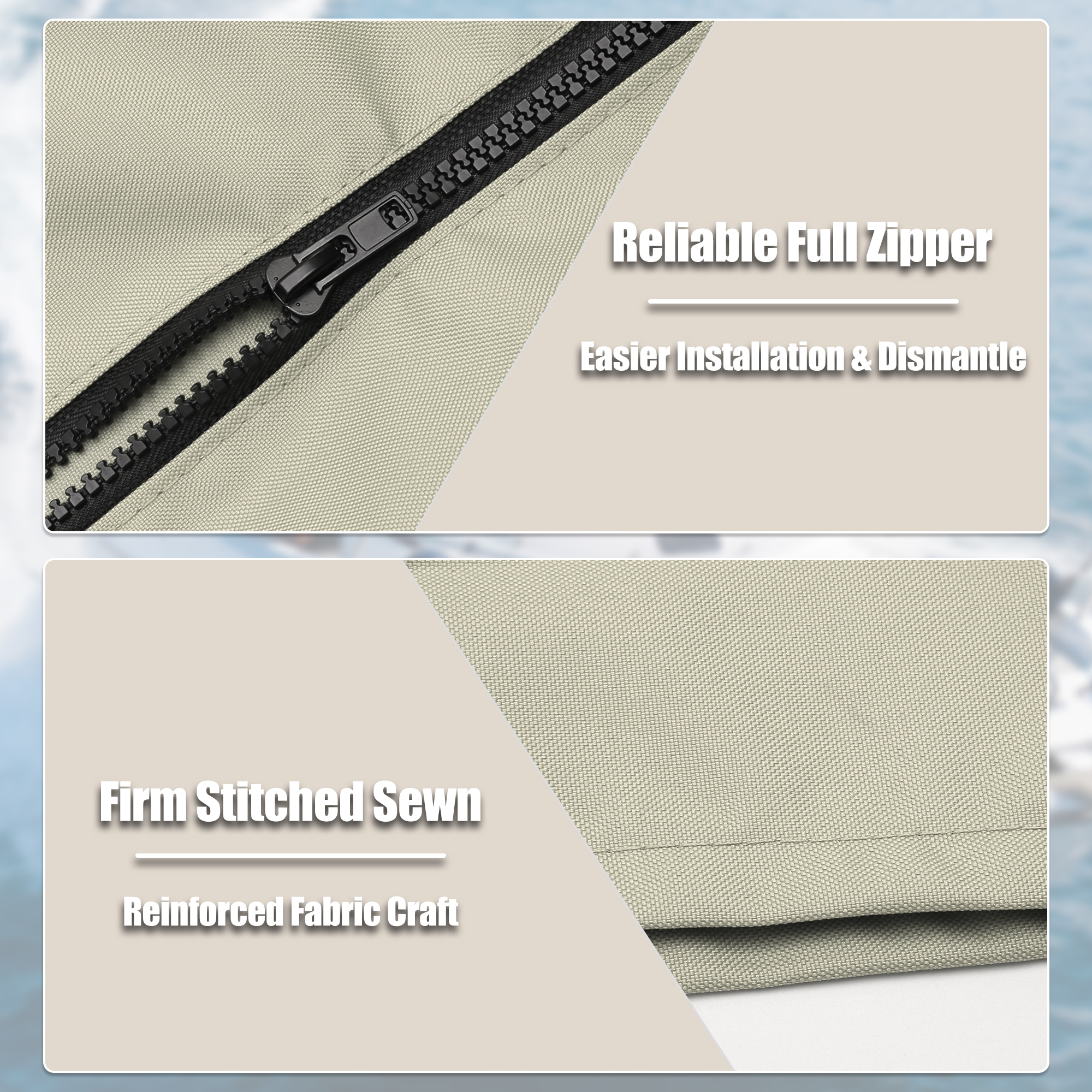 UXCELL Boat Bimini Top Storage Boot with Light Hole Beige 73"-78" Width for 3 Bow 4 Bow