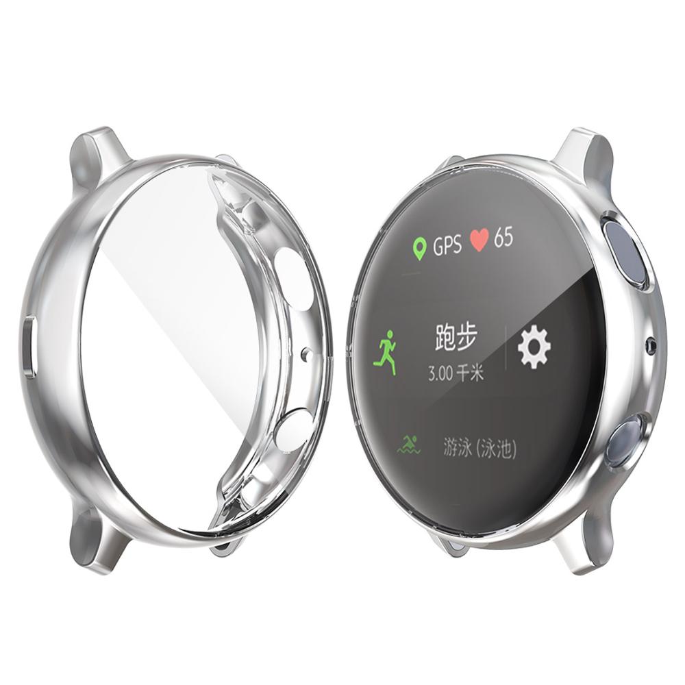 Active2 watch case For Samsung galaxy watch active 2 40mm 44mm full coverage soft TPU Screen Protection cover Galaxy watch: Silver / Active 2 44mm