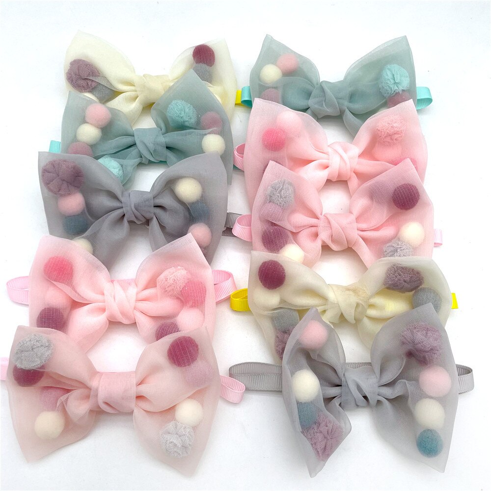 Nœud papillon avec boule de poils pour chien, accessoires pour chiots, de couleur unie, 30/50 pièces: 30pcs