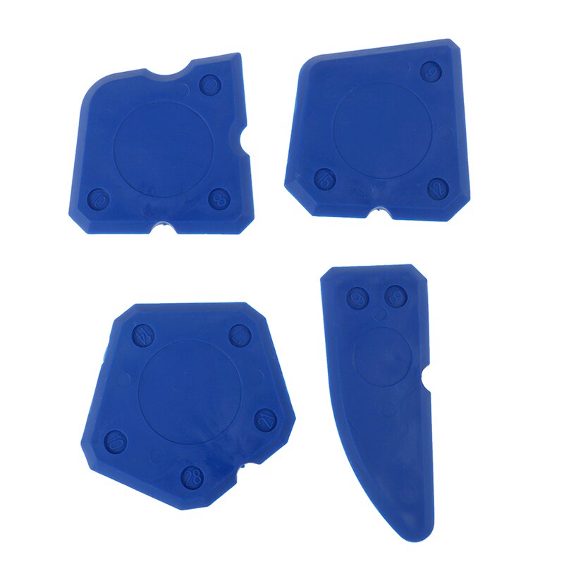 4pcs/Set Glass Glue Shovel Silicone Gel Squeegees Sealant Angle Corner Spreader Spatula Rubber Scraper Cement Residual Glue: Blue