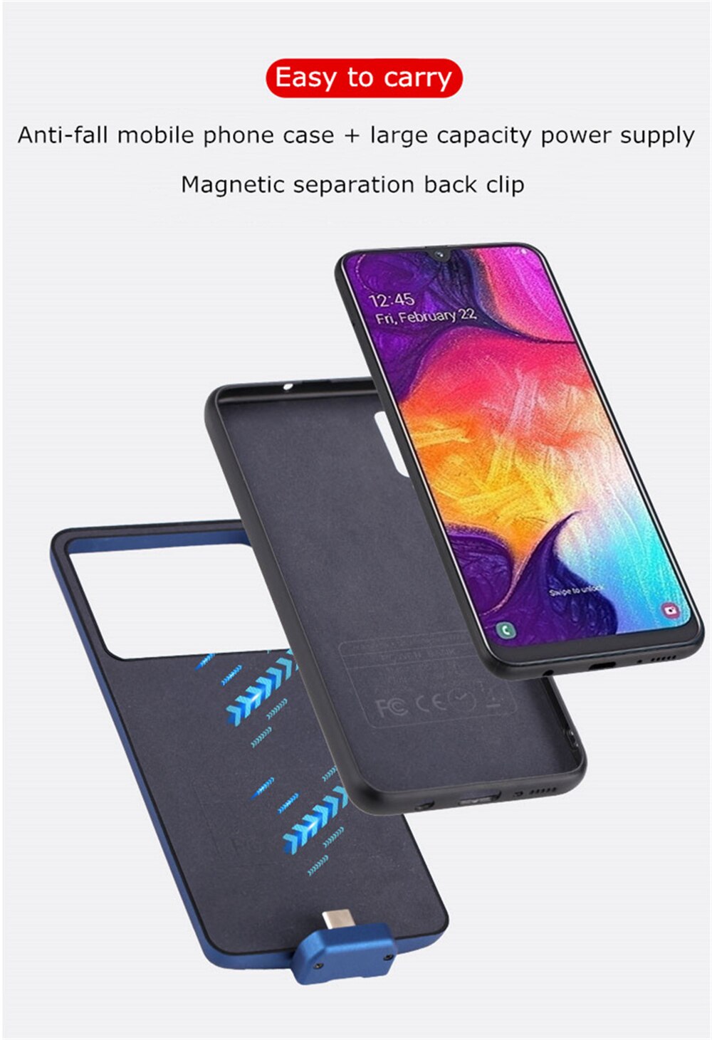 7000Mah Externe Batterij Power Bank Cover Voor Samsung A50 Opladen Case Magnetische Batterij Cases Voor Samsung Galaxy A50