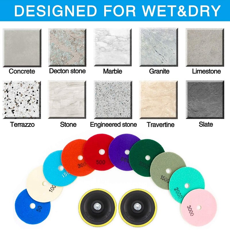 12Pcs 3 Inch Diamant Polijsten Set Nat/Droog Polijsten Kit Voor Graniet Stone Beton Marmer Floor Grinder polijstmachine