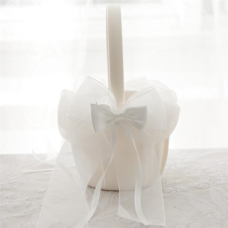 Cesta de flores para boda, niña, lazo, cinta, canasto nupcial, decoración para boda, ceremonia,