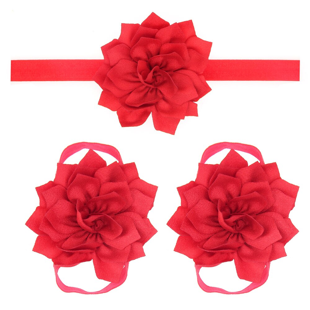 Sandalias de bebé con flores para cubrir zapatos descalzos, lazos de flores, zapatos de primeros pasos para niños, conjunto de diadema, accesorios de fotografía KFA11
