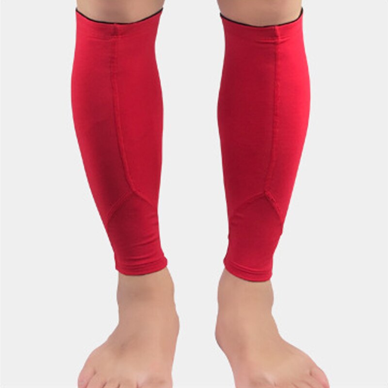 1 paar Antislip Compressie Been Mouwen Basketbal Voetbal Kalf Ondersteuning Running Shin Guard Fietsen Beenwarmers Zon UV Protector: red / XL