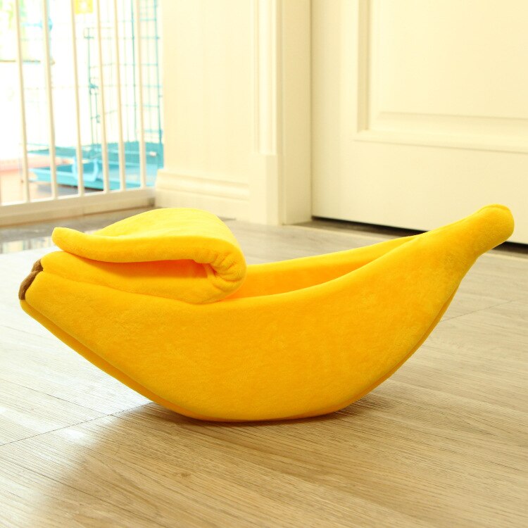 Litière banane créative en forme de bateau litière pour chat fermée niche de sommeil profond hiver sac de couchage pour chat