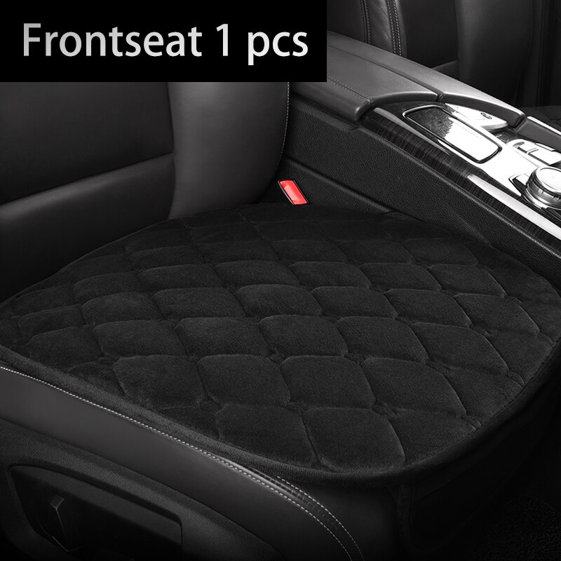 Karcle-cojín para asiento de coche, Protector de felpa de terciopelo cálido para invierno, accesorio para asiento de conductor, estilismo: Black Front 1 PCS