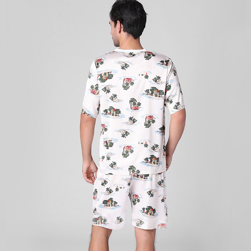 Pyjamas herre kortermet silke herre tynn løs stor størrelse hjemmedress 1768