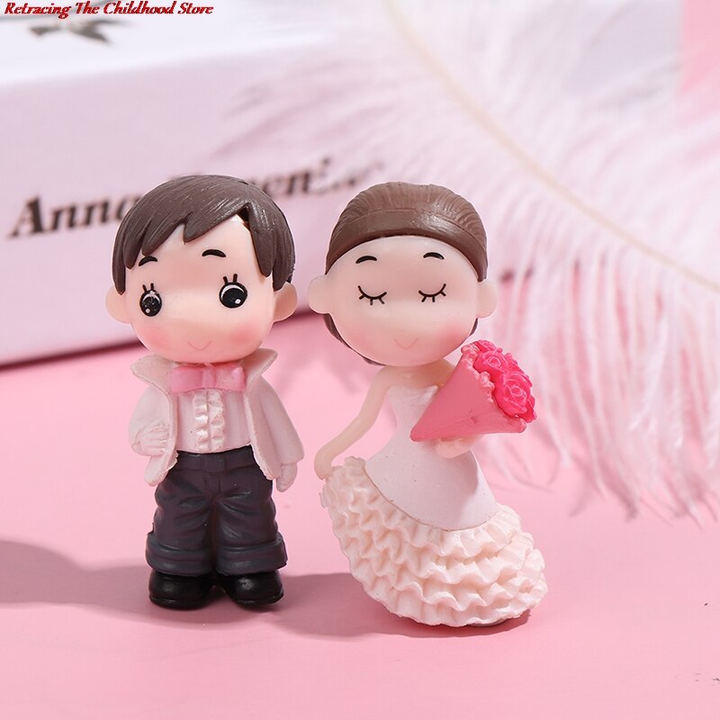 1 Pair Resin Fairy Garden Couples Figurines Wedding Miniature Lovers Home Decor