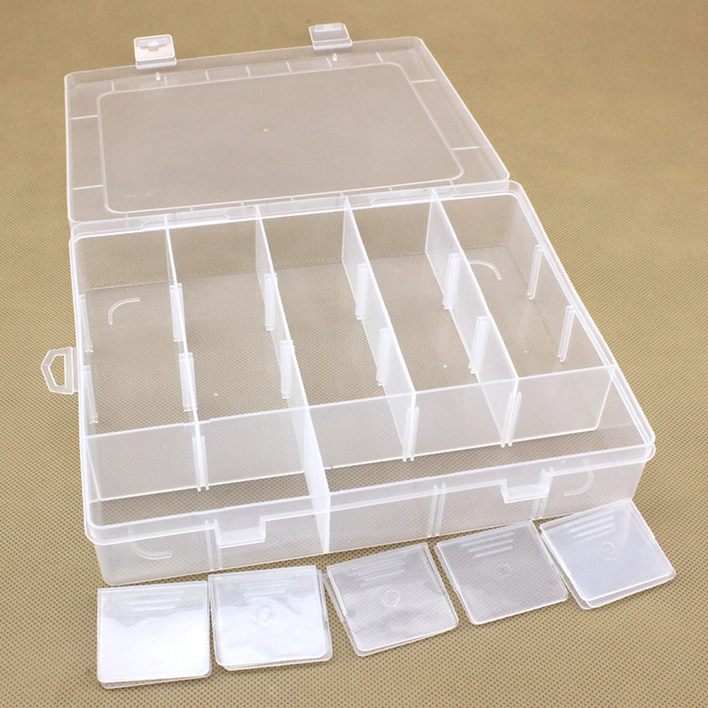 Caja de joyería de plástico transparente desmontable con rejilla fija, caja de clasificación multiclase, para guardar pendientes, pastillas pequeñas, portátil, 20 unidades