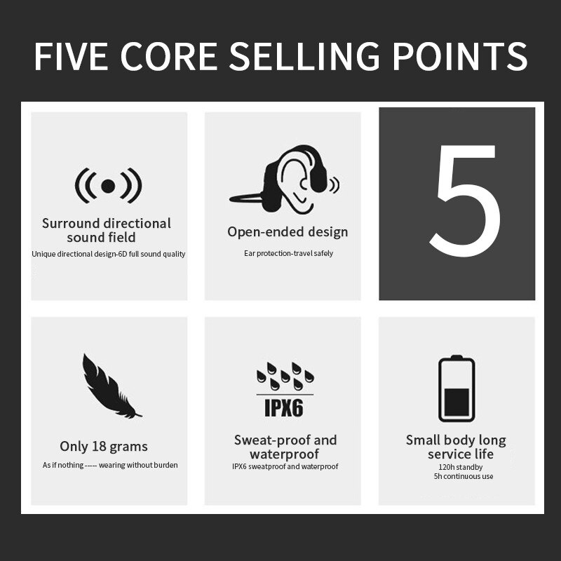 Beengeleiding Koptelefoon Bluetooth 5.0 Draadloze Open Oor Headset Waterdichte Sport Oortelefoon Oorhaak Headset Voor Xiaomi Iphone