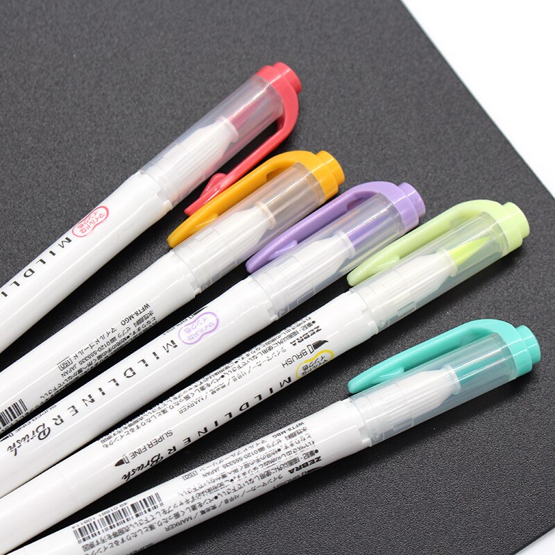 Zebra WFT8 MILDLINER Weichen Pinsel Stift + Harte Spitze Textmarker Doppel Spitze Japan Pastell Farben Marker Stifte