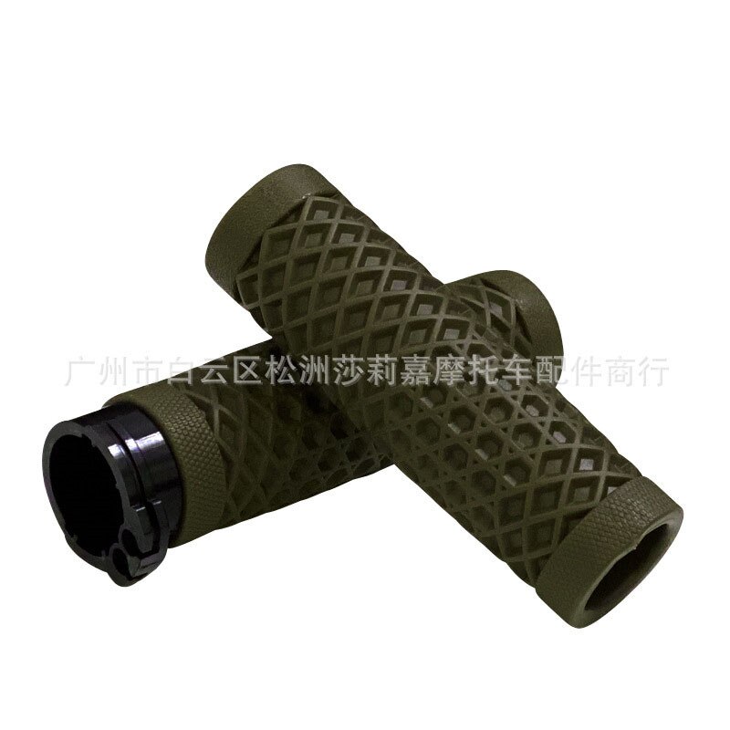 A Pair Motorcycle Handlebar Motorbike Throttle Grip Handle Rubber Modified Accessories Anti Slip 22MM 25MM Universal: army green