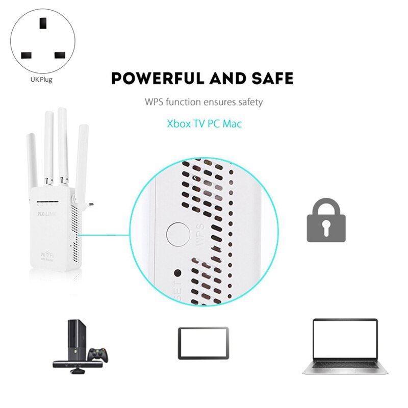 300M Router, WR09 Wireless WIFI Signal Amplification Router, Network Extension, for Home Office Use UK Plug