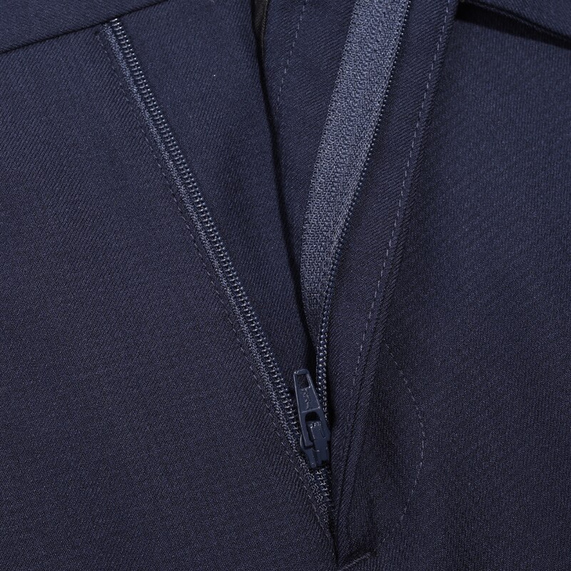 Men's Zipper Fly Wrinkle-Resistant Suit Pants Formal Business Meeting for Groom Navy Blue