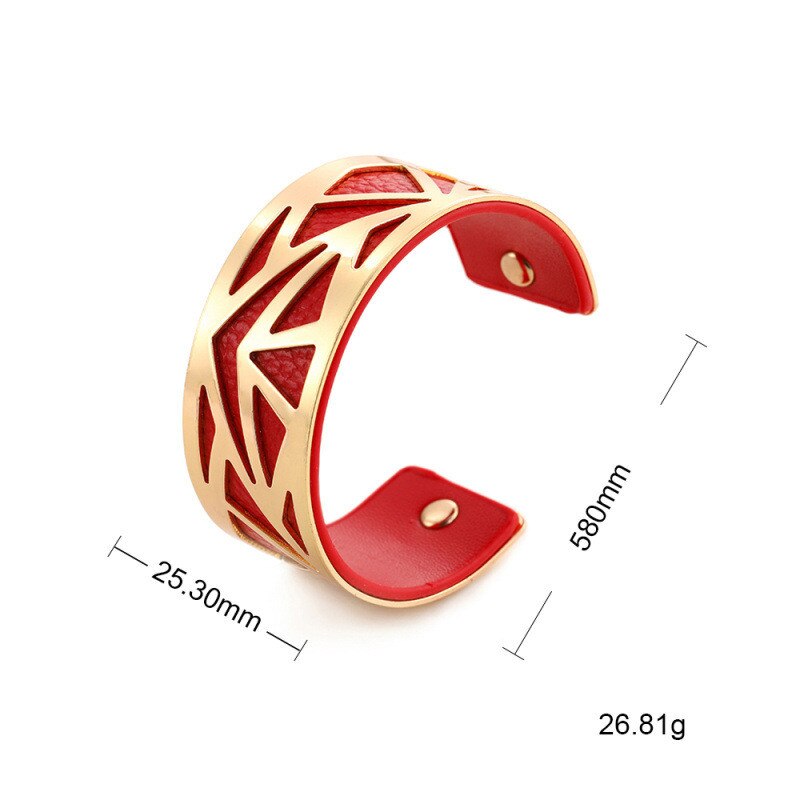 16 cores manguito pulseira de couro slivery ouro cor pulseira georgette indiano jóias pulseiras amor pulseiras para mulher femme vimio: red 2