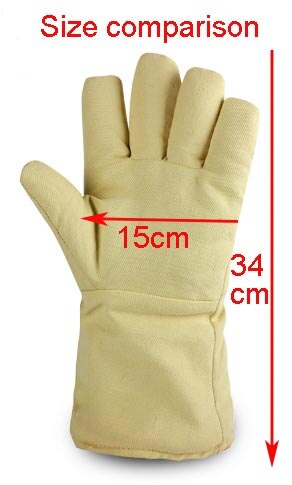 CASTONG 400 grad Hohe temperatur handschuhe Aramid Anti-verbrüHenne handschuhe flexibel weiche Hohe temperatur beständig handschuhe: 34cm / M