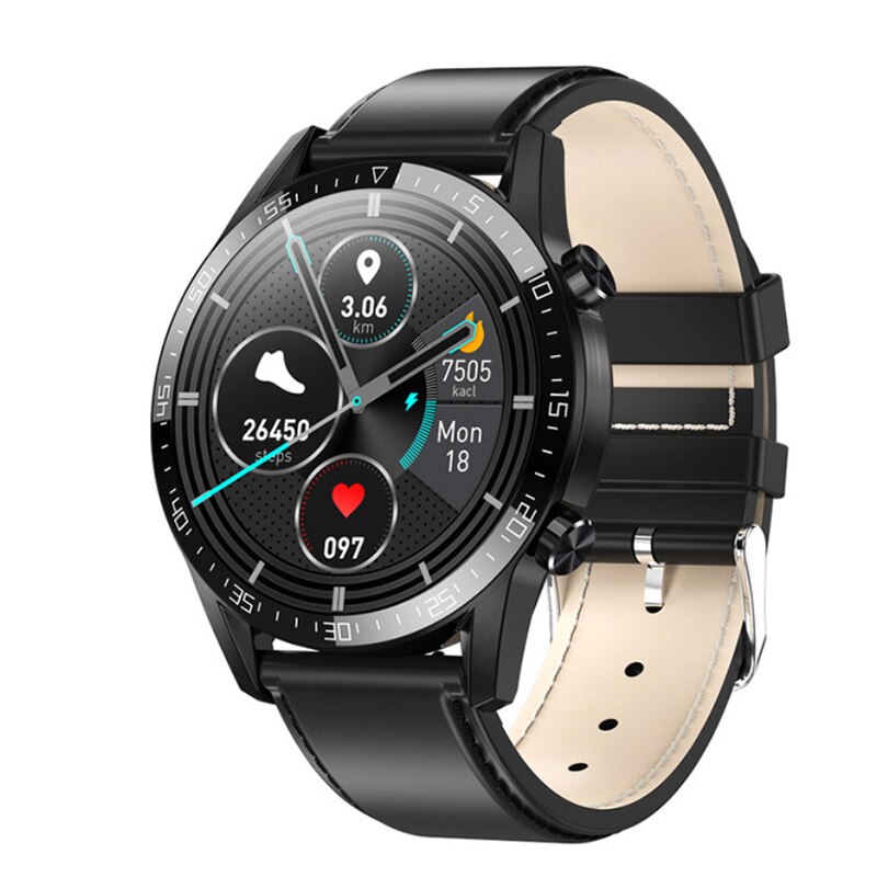 Timewolf Relo IP68 Smartwatch Voor Android Ios Telefoon: Black leather