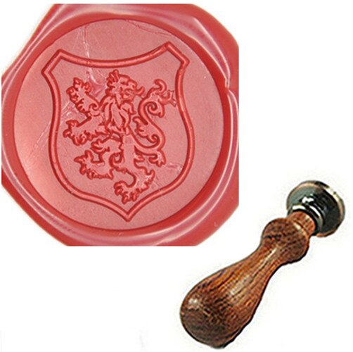 Heraldisk løveskjold vokssæl stempel pakning lykønskningskort kærlighedsbrev festinvitation: 1 stempel med voksforsegling