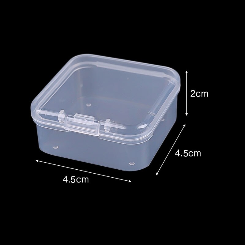 Mini Small Boxes Square Transparent Plastic Box Jewelry Storage Case Finishing Container Packaging Storage Box for Earrings: Clear - 4.5x4.5x2cm / 10pcs