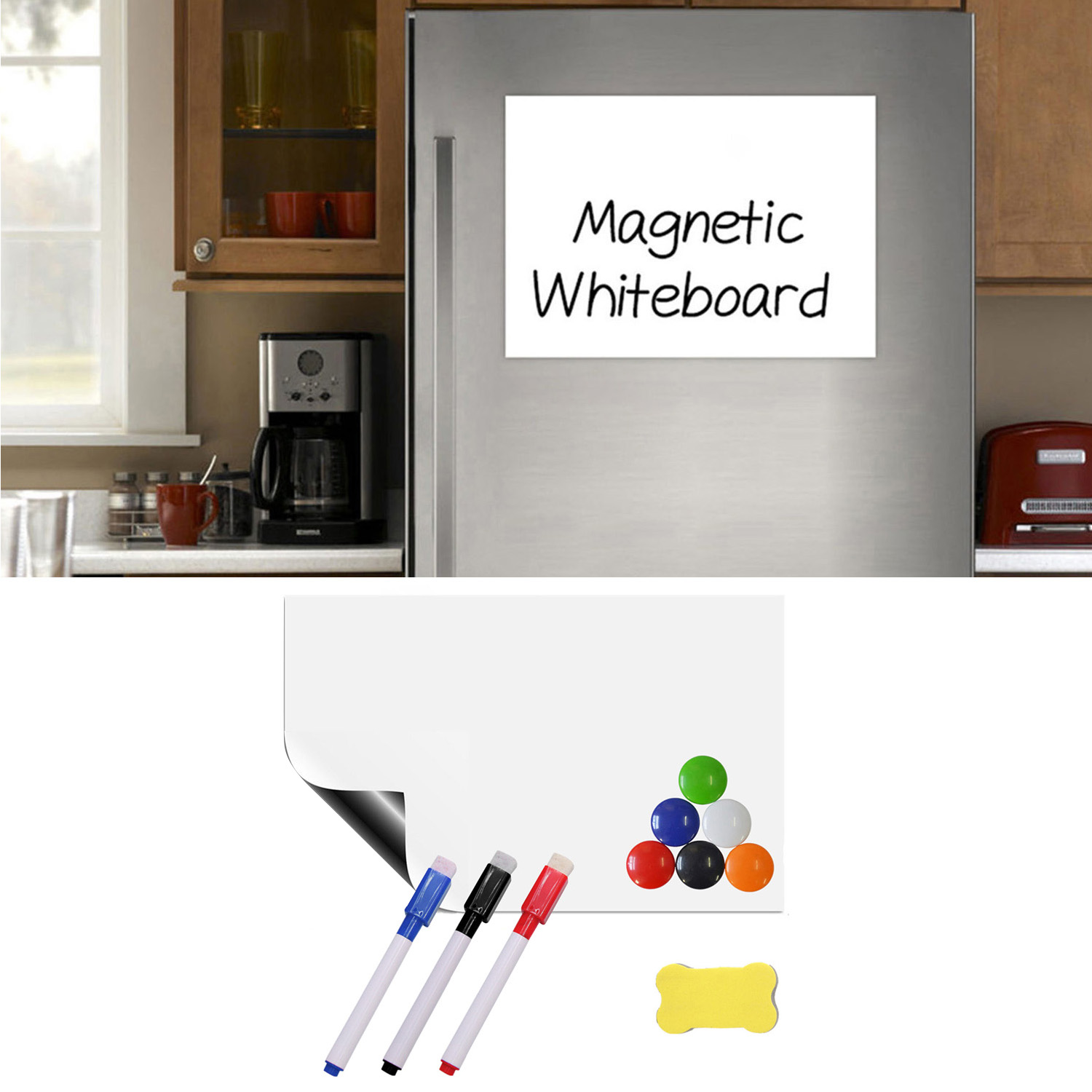 A4 Size Magnetische Whiteboard Message Board Set met Pennen Gum Magneten voor Home Office Koelkast Koelkast